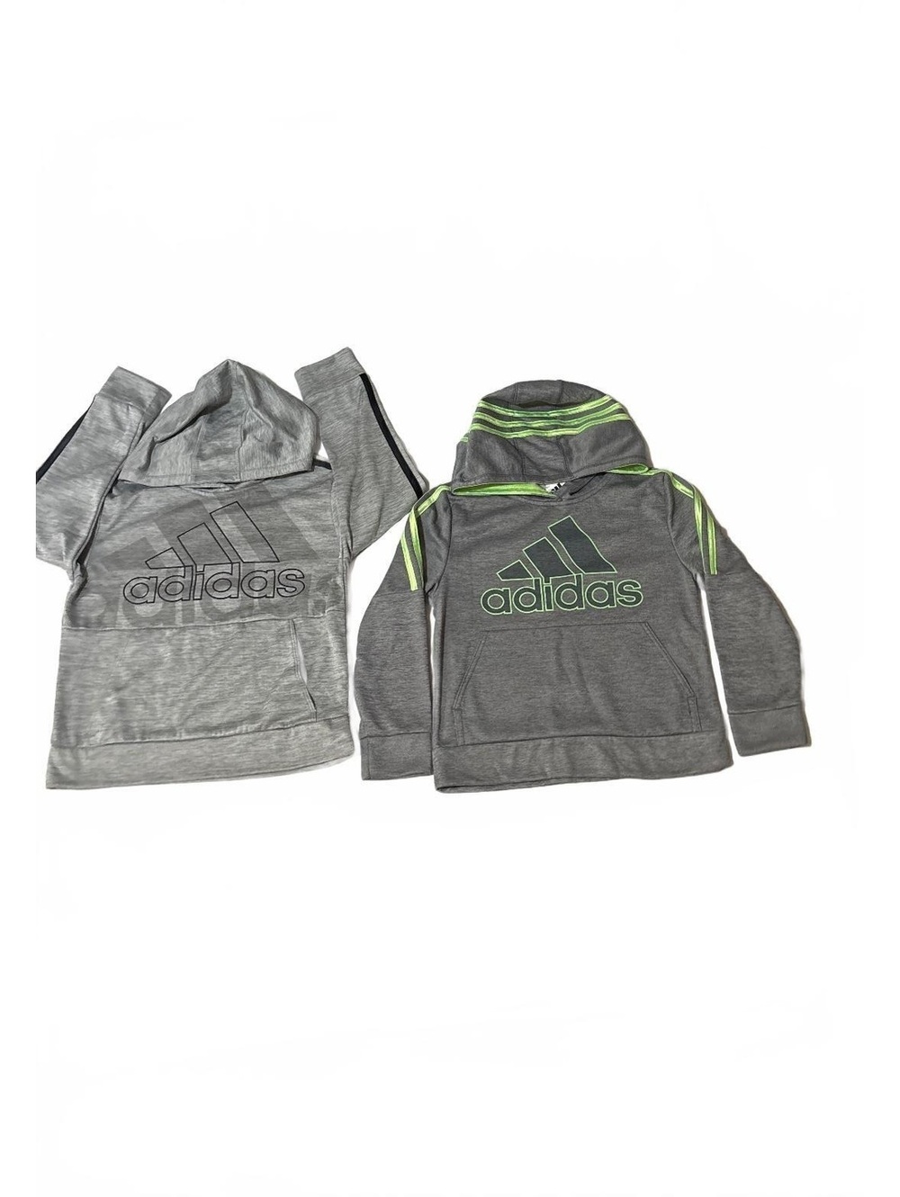Lot of 2 Adidas Boys Pullover Hoodies Size Small S 8 Grey Lime Green Black